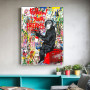 Abstract Graffiti Street Art Cute Monkey Canvas Painting Posters and Prints Decorative Pictures Wall Art