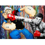 Funny Graffiti Posters and Prints Muhammad Ali Vs Strong Popeye Boxing Wall Art Canvas Painting