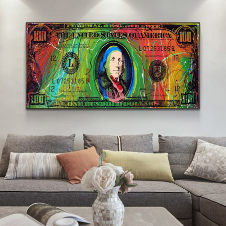 Graffiti Art 100 Dollars Canvas Painting Posters and Prints Money Street Art Inspirational Wall Art Wall Picture