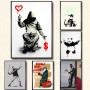 Banksy Street Graffiti Art Wall Poster and Print Canvas Painting Nordic Classic Picture for Living Room Home Decoration Cuadros