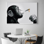 Abstract Animal Art Canvas Painting Monkey Orangutan Smoking Cigar Poster Prints Wall Art Picture