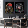 Monkey Wall Art Apes Smoking Canvas Painting Posters and Prints Gorilla Chief Officer Animal Picture
