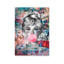 Street Pop Art Poster Famous Fashion Women Blowing Bubbles Graffiti Canvas Painting Marilyn Monroe Hepburn Pictures Mural