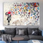 People and Butterflies Graffiti Canvas Painting Living Room Bedroom Wall Art Interior Decoration Painting(No Frame)