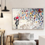 People and Butterflies Graffiti Canvas Painting Living Room Bedroom Wall Art Interior Decoration Painting(No Frame)