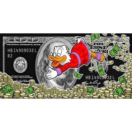 Cartoon Canvas Head Mcduck Wall Art Money Press 100 Dollar Bill Canvas Art Wall Art Decor Painting for Living Room