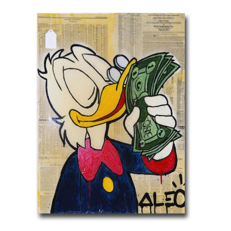 Disney Donald Duck Love Money Graffiti Art Paintings Print on Canvas Posters and Prints Street Wall Decor Pictures Cuadros