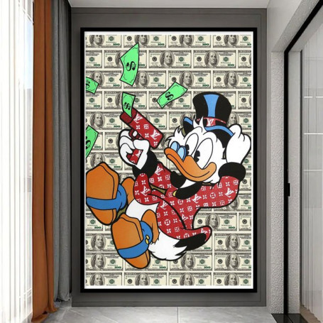 Disney Cartoon Donald Duck Poster Canvas Painting Money Luxury Art Picture Mural Modern Home Wall Prints Kids Room Decoration