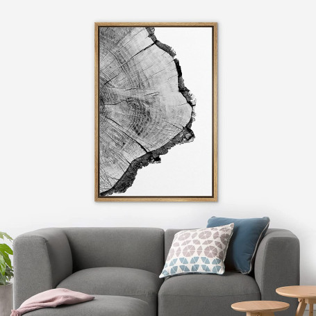 Canvas painting printing wall art fine wood ring tree realism country poster grey black and white