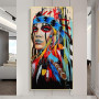 Pop Art Indian Girl Canvas Art Wall Paintings Watercolor Indian Woman With Feather Posters And Prints For Living Room Wall Decor
