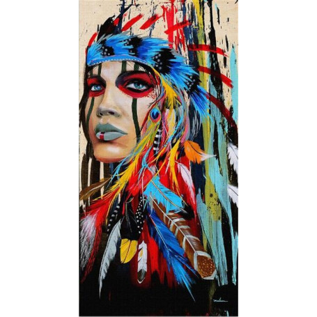 Pop Art Indian Girl Canvas Art Wall Paintings Watercolor Indian Woman With Feather Posters And Prints For Living Room Wall Decor