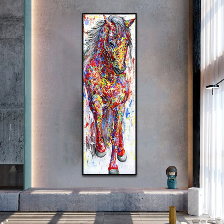 Abstract Wall Art Canvas Painting Modern Colorful Standing Horse Poster and Prints Animals Pictures