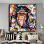 Printing Popular Wall Art Living Room Pictures Graffiti Street Art Abstract Cute Monkey Canvas Painting Poster