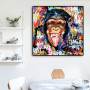 Printing Popular Wall Art Living Room Pictures Graffiti Street Art Abstract Cute Monkey Canvasm Painting Poster