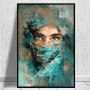 Abstract Woman Portrait With Green Veil Canvas Wall Art Poster And Prints Painting Watercolor Picture