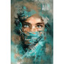 Abstract Woman Portrait With Green Veil Canvas Wall Art Poster And Prints Painting Watercolor Picture