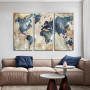 Canvas Print Retro World Map Mosaic Wall Art Picture Abstract Poster and Print