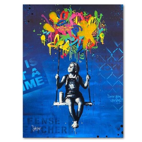 Banksy Graffiti Art Far Away Canvas Painting Pop Street Poster and Prints Wall Art Boy Dreaming Painting Home Decor Cuadro Mural