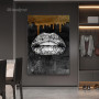 Luxury Wall Decoration Painting Golden Silver Lips Art Canvas Painting Hundred Dollar Money Background Mouth Posters Home Decor