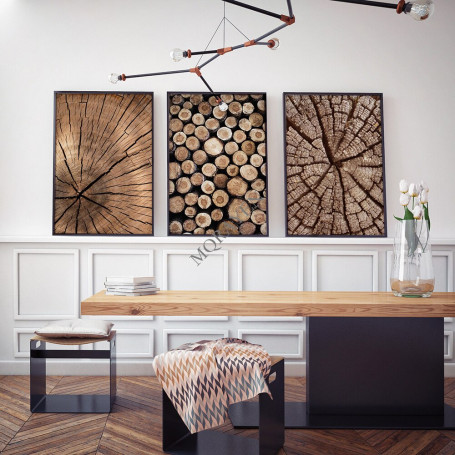 Abstract Wood Log Tree Rings Posters Radial Lines Farmhouse Canvas Painting