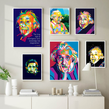 Modern Art Street Graffiti Wall Art Canvas Einstein Posters and Prints Spray Painting Art Pictures for Living Room HD Printed