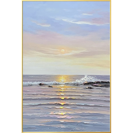 Handmade Canvas Oil Painting Decoration Sea Dawn Modern Art Mural Living Room Bedroom Office Hotel Hanging Poster Salon nordico