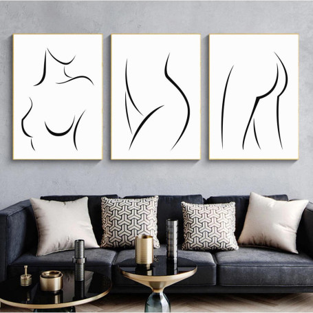 Abstract Canvas Painting Line Naked Woman Wall Art Poster Nordic Posters And Prints Minimalist Wall