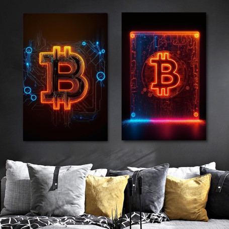 Neon Bitcoin Modern Fashion Pop Wall Canvas Painting Art Vivid Posters and Print