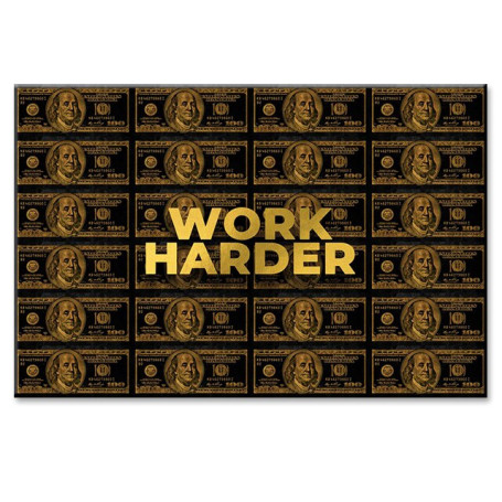 Work Hard Motivational Quotes Money Art Canvas Painting  Money Never Sleeps Wall Art Posters Modern Office Home Decor Pictures