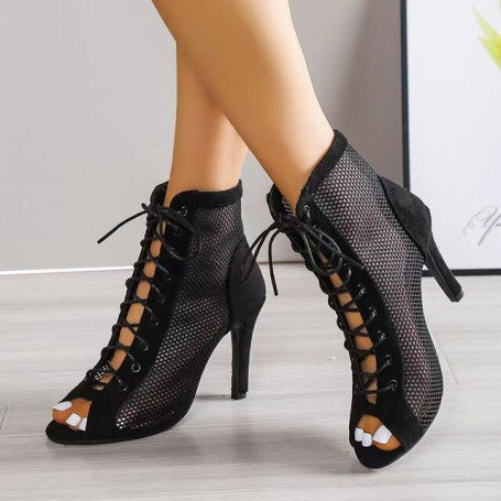 Sandalias De Mujer High Heels Dance Shoes Women Summer 2023 New Suede Peep Toe Fashion Party Shoes Lace-up Women's Sandals Solid