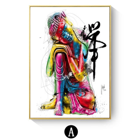 Buddha Abstract Wall Art Canvas Prints Modern Pop Street Wall Graffiti Art Canvas Buddha Paintings Buddhism Pictures Wall Decor