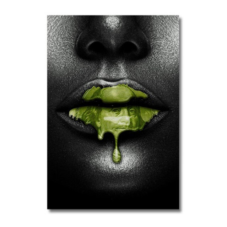 Modern Luxury Mouth Art Canvas Painting Green Red Lips Drops Creativity Posters Fashion Wall Art Pictures for Home Room Decor