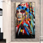 Colorful Indian Woman Canvas Art Wall Paintings Portrait of Indian Girl with Feather Posters and Prints for Living Room Decor