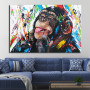 Graffiti Pop Cute Monkey Canvas Paintings Colorful Printed Poster Wall Art Pictures