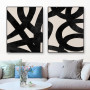 Style Black Lines Poster Black Abstract Art Print Wall Gallery Canvas Painting