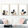 Watercolor Mickey Mouse Cartoon Canvas Paintings Minnie Mouse Poster and Prints Wall Art