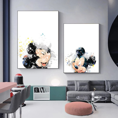 Watercolor Mickey Mouse Cartoon Canvas Paintings Minnie Mouse Poster and Prints Wall Art Picture