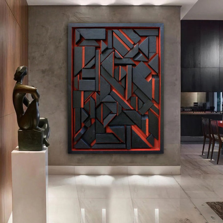 Modern Wood Texture Art Painting Decoration On Canvas Prints 3d Geometry Minimalist Wall Décor Poster