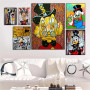 Graffiti Art Disney Mickey Mouse and Donald Duck Street Art Poster and Print Wall Art Picture Canvas Paintings