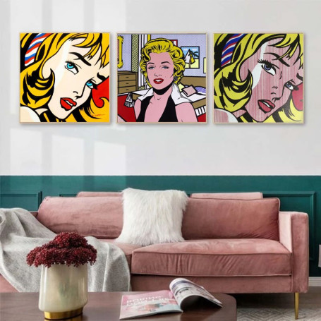 Pop Abstract Canvas Painting Posters and Prints for Living Room Square Modern Wall Art Pictures