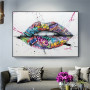 Show Teeth Lips Street Graffiti Art Canvas Painting on The Wall Poster and Print Wall Art Picture for Modern Living Room Decor