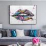 Show Teeth Lips Street Graffiti Art Canvas Painting on The Wall Poster and Print Wall Art Picture for Modern Living Room Decor