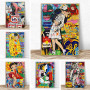 Couple Kissing Street Graffiti Art Posters and Prints Funny Canvas Painting