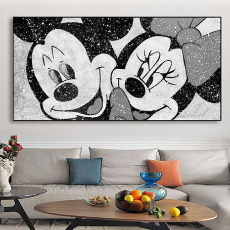 Walt Disney Minnie Mickey Mouse Canvas Painting Black and White Art Cartoon Poster Prints