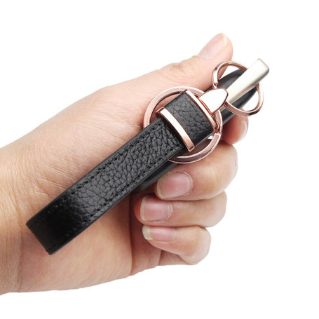 Vintage Leather Strap Keychain Double Ring Holder Trinket Lanyard Waistband Accessories Keyrings