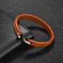 Genuine Leather Bracelet for Men Retro Black Brown Orange Color Cuff Bracelet Classic Hooks Wristband Men Women Jewelry Gifts