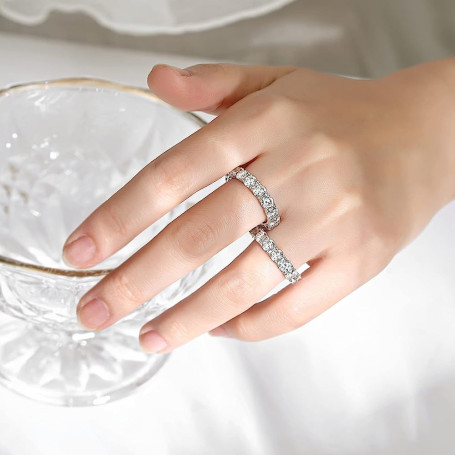 Moissanite Ring Full Eternity Band for Women 925 Sterling Silver Diamond Wedding Engagement Ring
