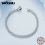 925 Silver European Simple Knitted Mesh Bracelets For Women Fashion Chain Luxury Wrist Jewelry Wedding Gift B124