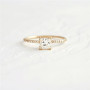 Women 925 Silver Gold Single Round Zircon Crystal Rings Cubic Zirconia Jeweled Leaf Loop Wedding Engagement Ring