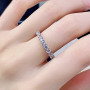925 Silver Sparkling 1 Row 3mm High Carbon Diamond Rings For Women